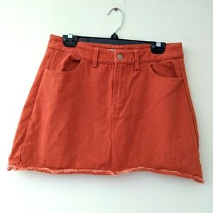 Orange Denim Miniskirt